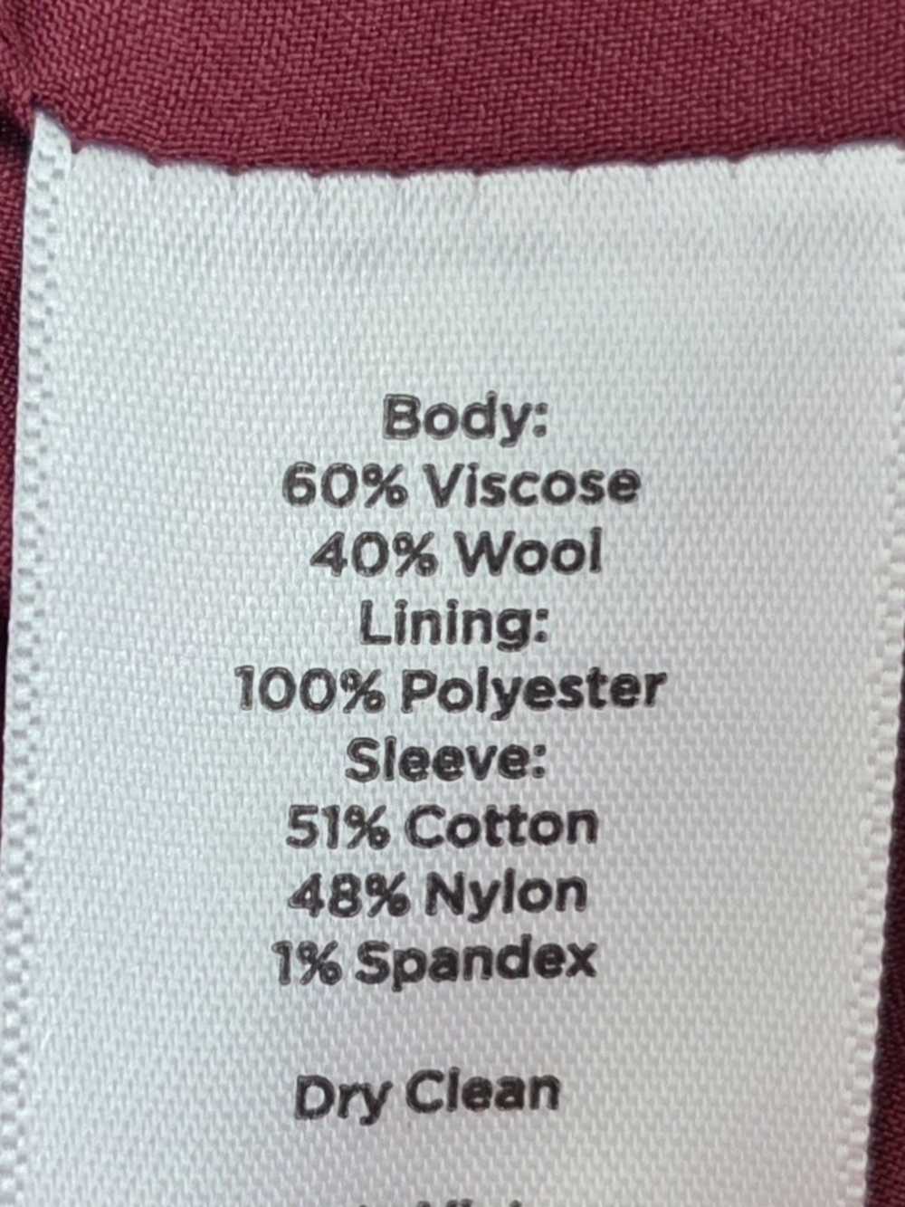 Talbots Burgundy Sweater Sleeve Wool Jacket (SIZE :XS ) - Picture 5 of 6